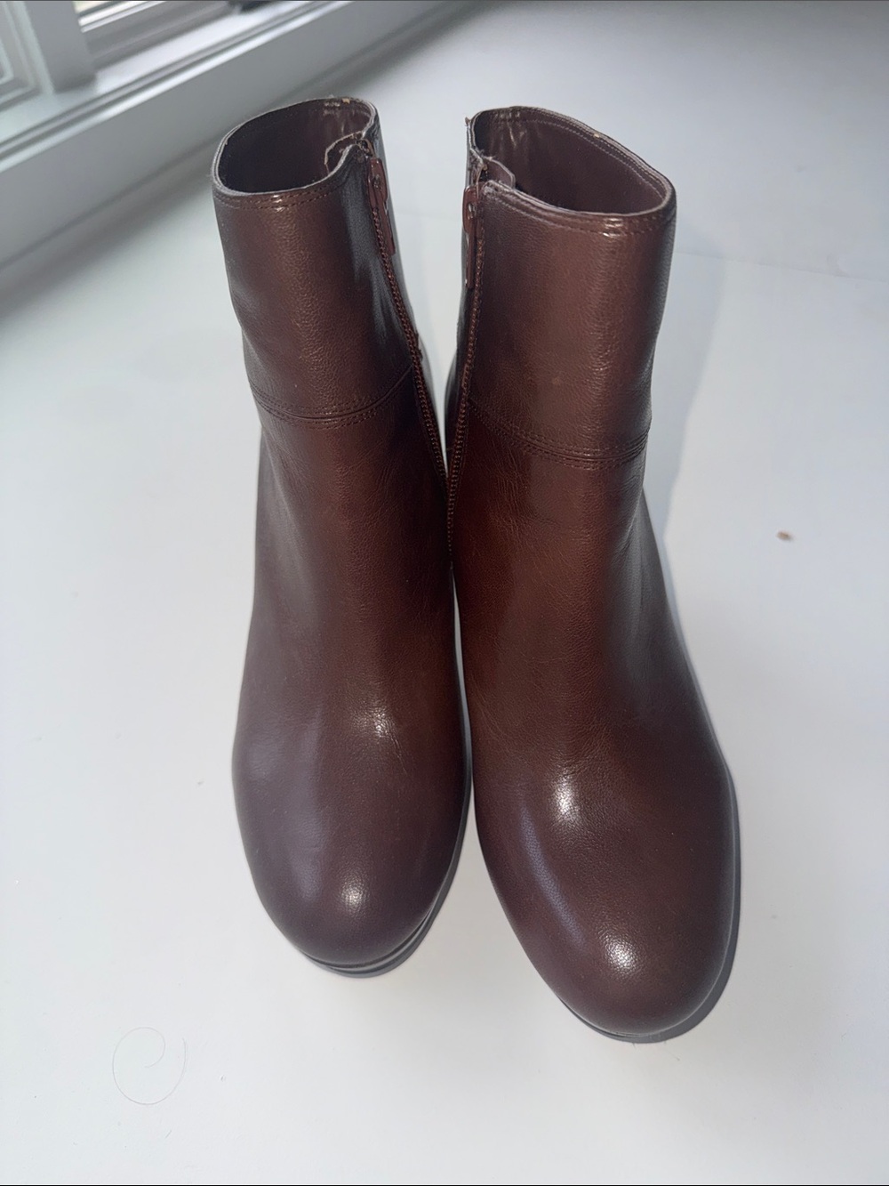 Nine West Dark Brown Leather Ankle Booties